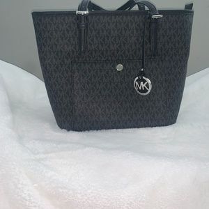 Black and Silver MK Tote